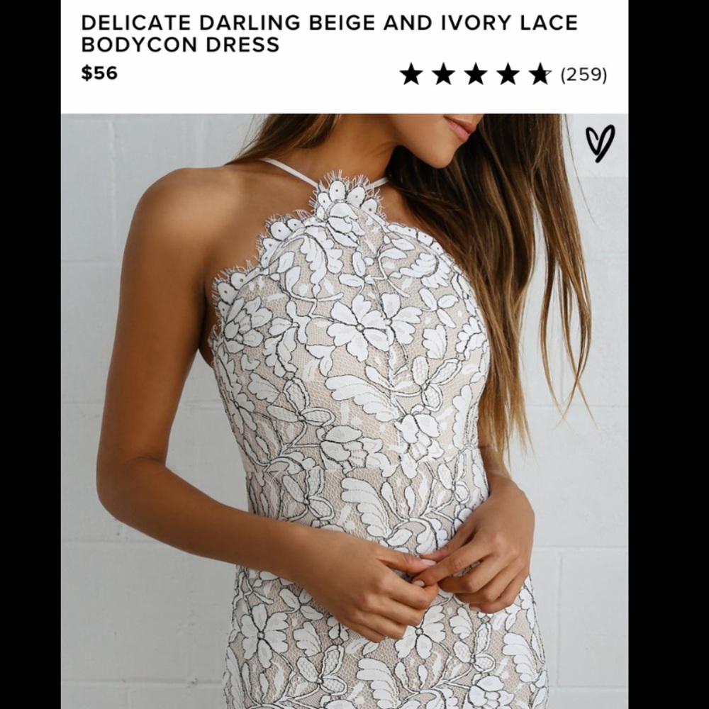 LULUS Beige and ivory lace dress